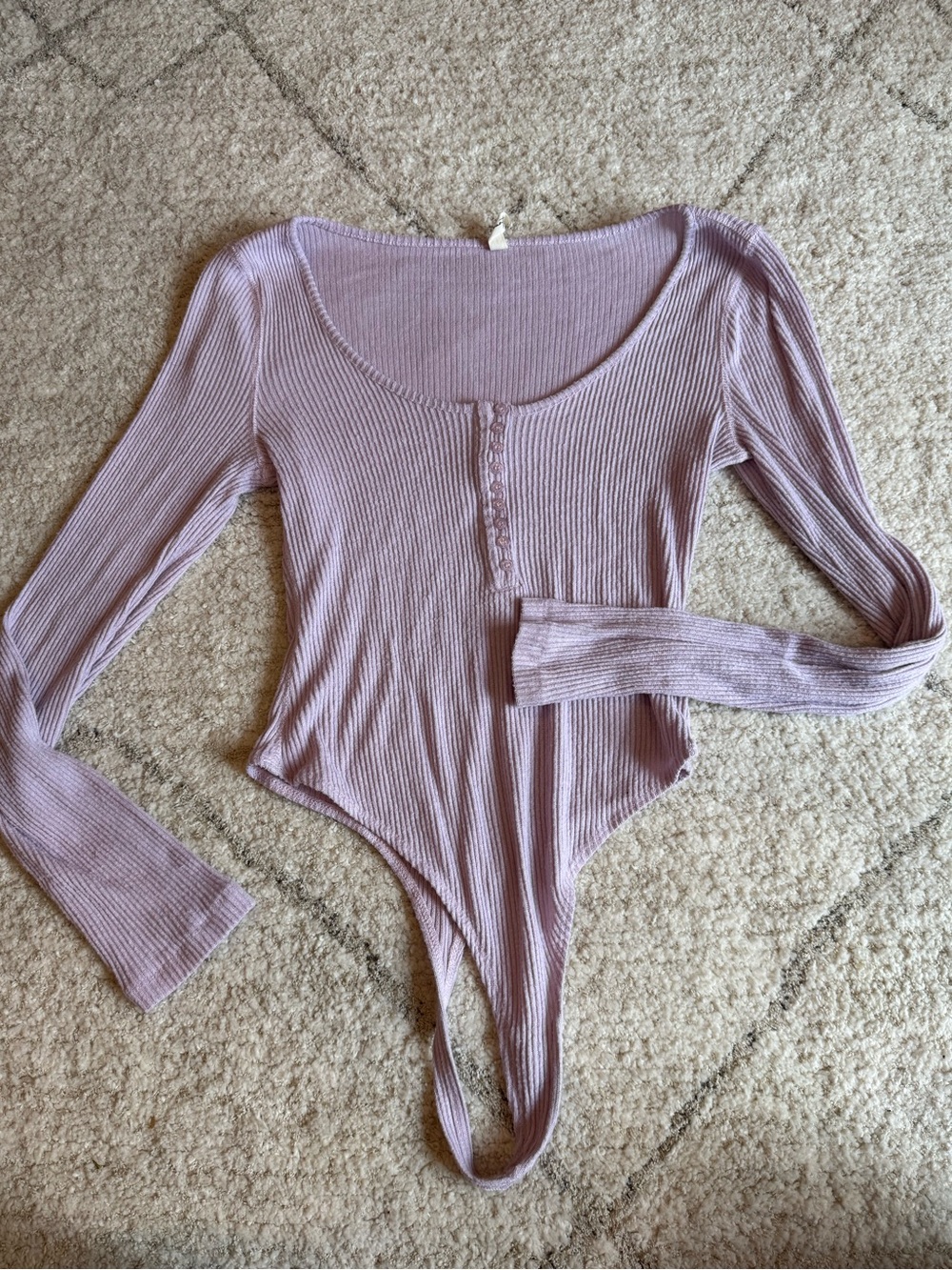 PacSun Lavender Ribbed Scoop Neck Long Sleeve Bodysuit